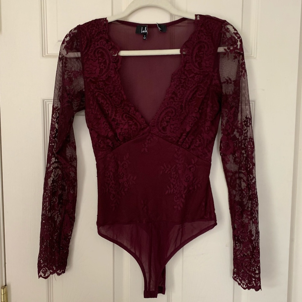Maroon lace body suit